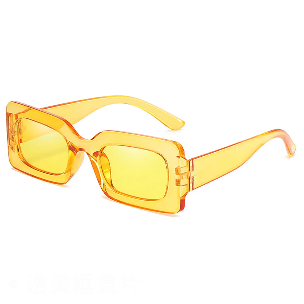 KLASSNU Women Candy Color Retro Sunglasses Large Square Frame Sun Glasses 2025 Trendy Party Eyepiece Anti UV400 Sun Shades