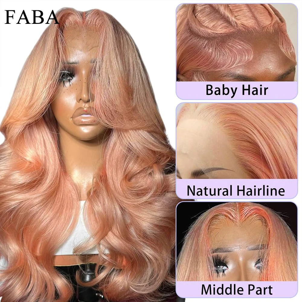 FABA Baby Pink Lace Front Human Hair Wig Body Wave Human Hair Wigs 13x4 Lace Frontal Wig Human Hair with Baby Hair For Women
