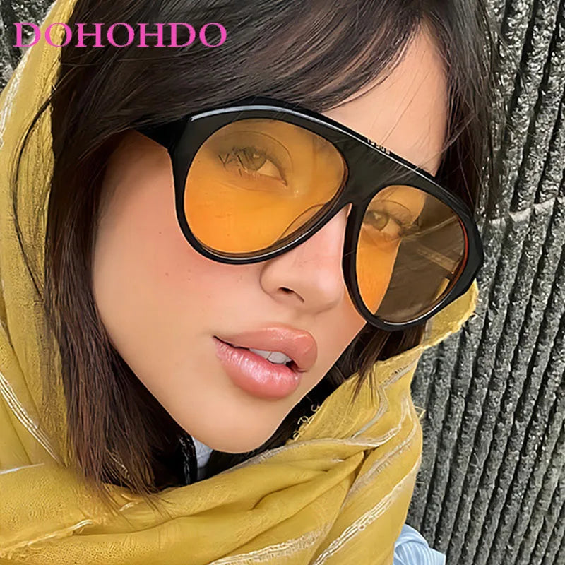2025 New Fashion Oval Luxury Brand Sunglasses For Women Men Retro Oversized Frame Sun Glasses Trending Shades UV400 Eyeglasses