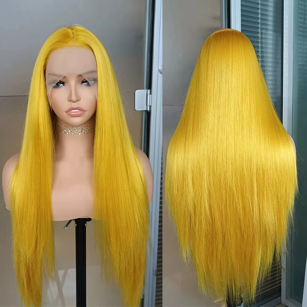 Yellow 613 13x4 13x6 Transparent Lace Frontal Wig Brazilian Straight 613 Colored Human Hair13x6 Lace Front Wigs Pre Plcuked