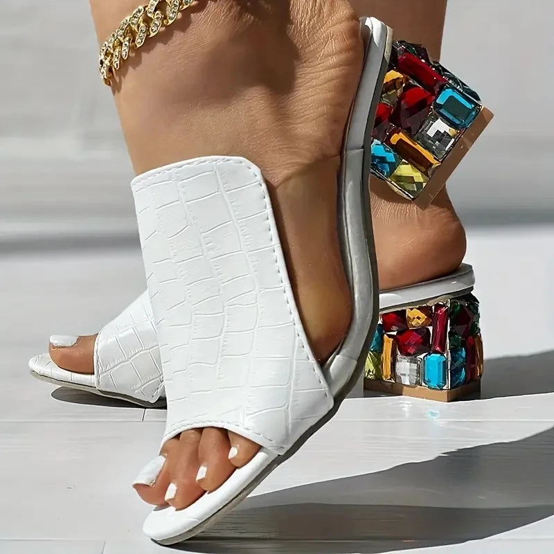 New Spring Summer Open Toe Women Crystal Sandals