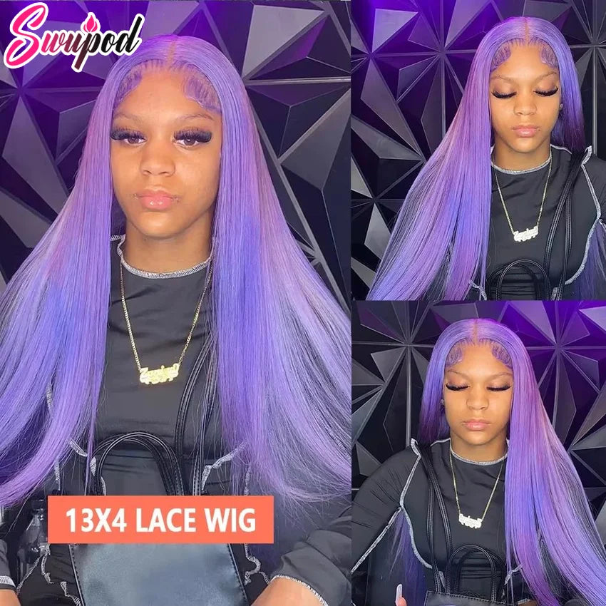 30 36 Inch 250% High Density Purple 13x4 Lace Fronts Wigs Human Hair Bone Straight Hd Preplucked Lace Human Hair Wig Glueless Go