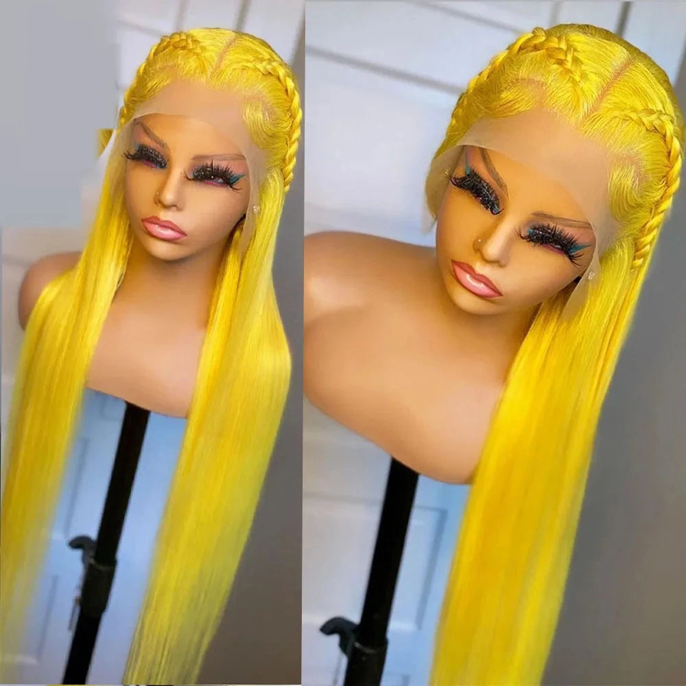 34 Inch Yellow straight 13x6 lace front wigs human hair Wigs For Women 13x4 Bone Brazilian Straight Lace Front Human Hair Wigs