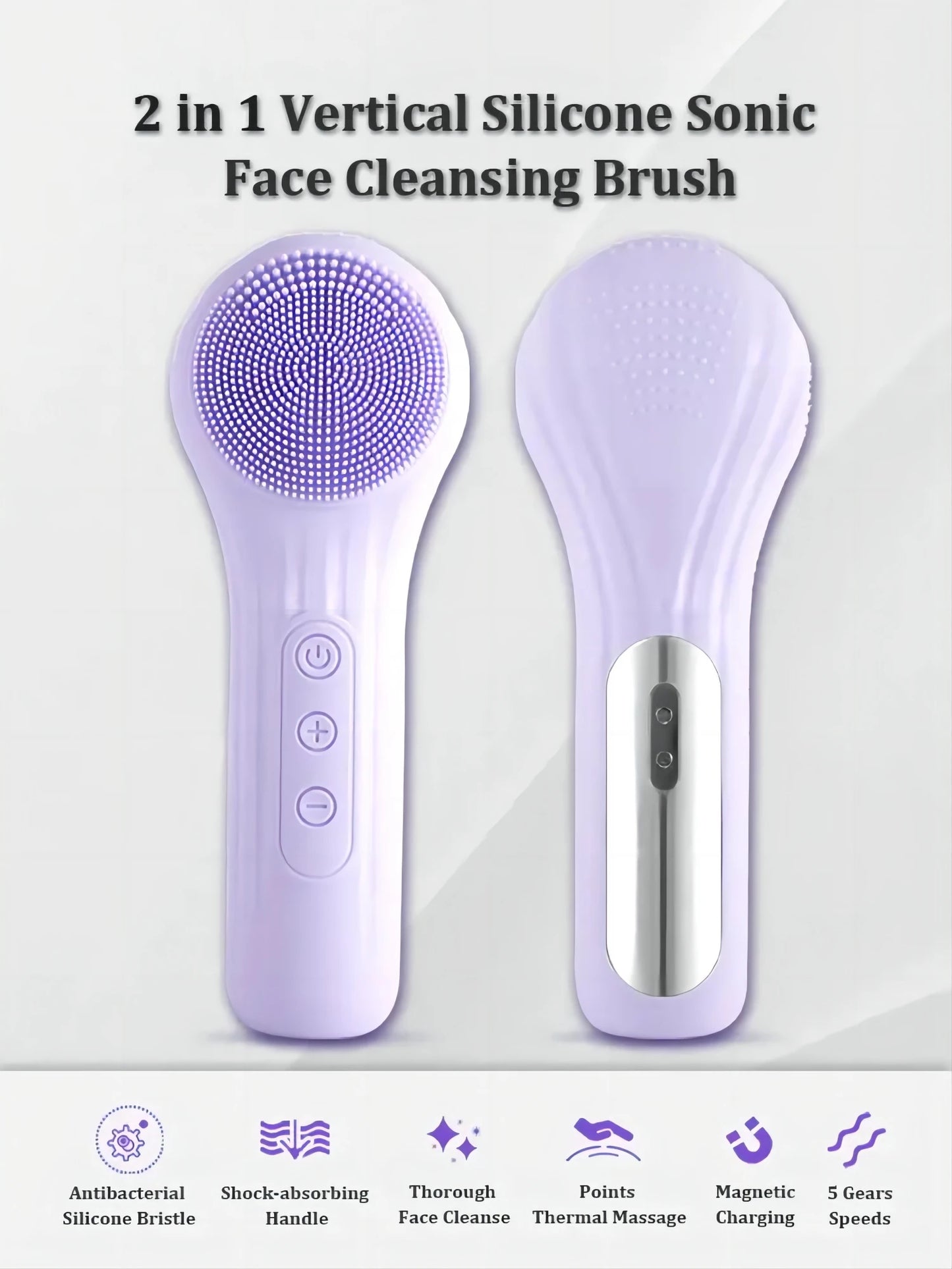 Sonic Waterproof Electric Facial Cleansing Brush Rechargeable Vibration Exfoliating Pore Deep Clean Face Scrubber Skin Care Tool