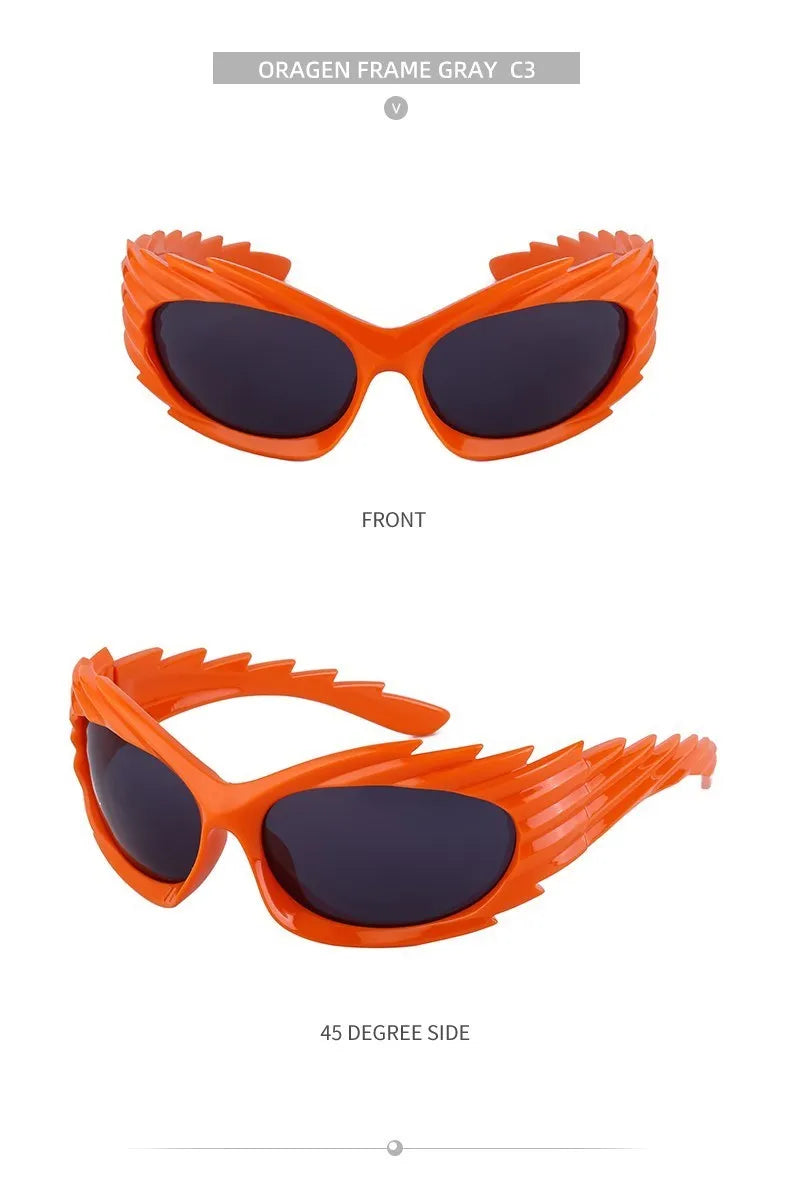 Y2k Spiked Goggles Sunglasses Women Men 2025 Trends Punk Sun Glasses For Male Retro 2000's Wrap Around Steampunk Sunglass Shades