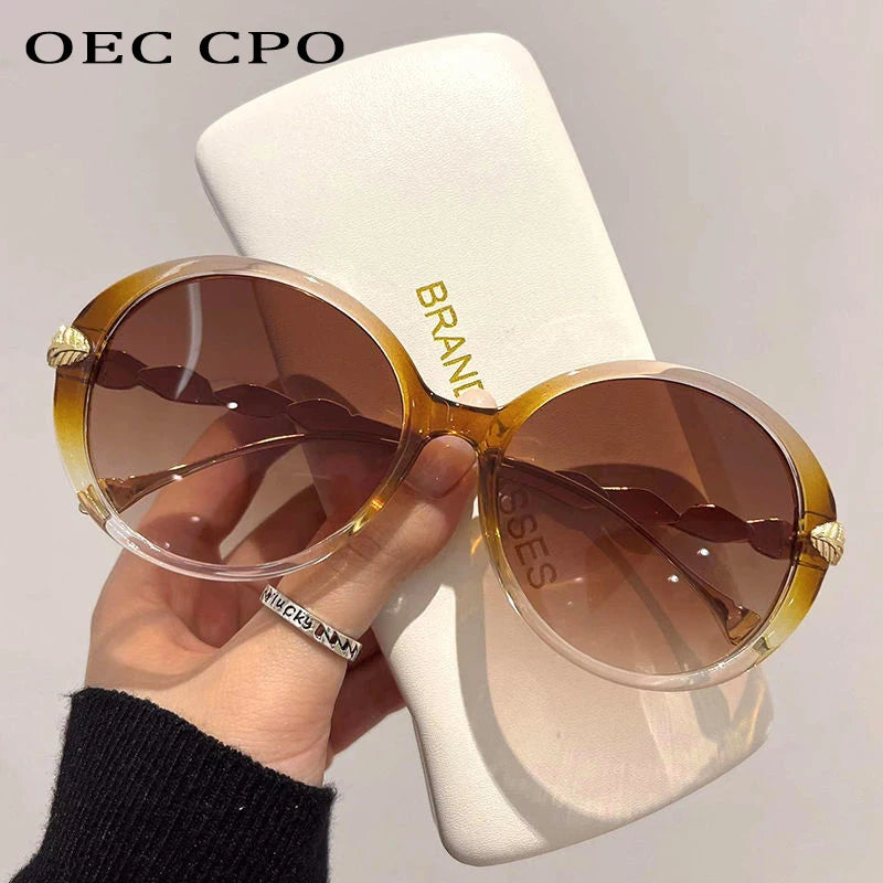 Vintage Round Sunglasses Women 2025 Brand Designer Luxury Gradient Sun Glasses Female Punk Frame Retro Eyewear Shades UV400