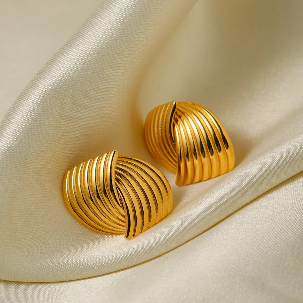 Three-Layer Textured Intersecting Knot Earring