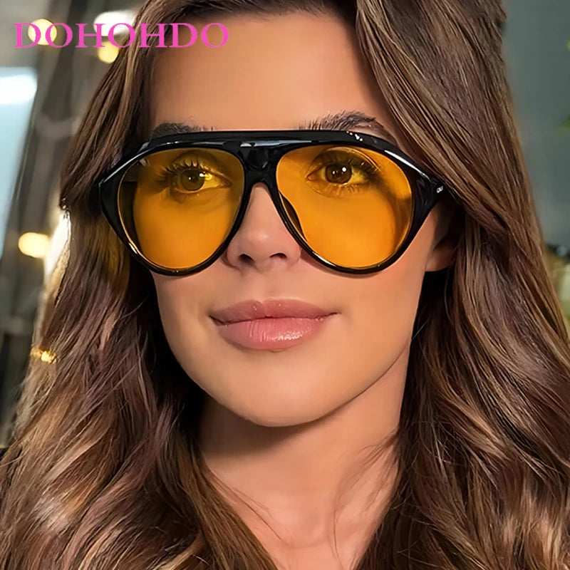 2025 New Fashion Oval Luxury Brand Sunglasses For Women Men Retro Oversized Frame Sun Glasses Trending Shades UV400 Eyeglasses