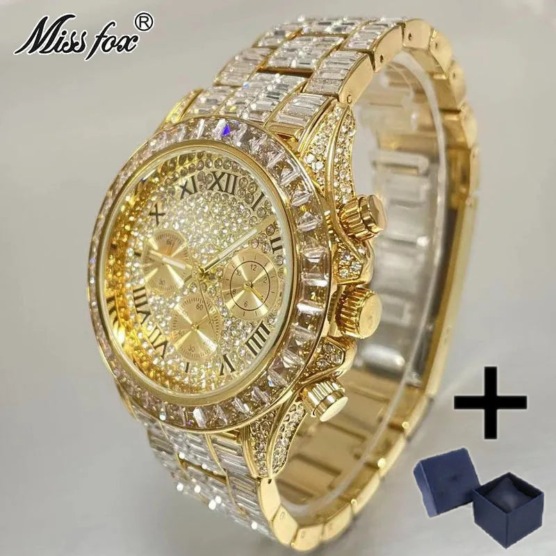 Top Luxury Iced Rainbow Watch Jewelry