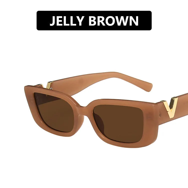 Retro Rectangle Sunglasses Women Small Frame