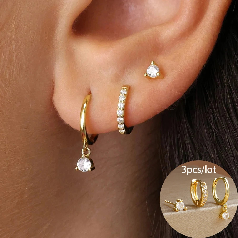 Stainless Steel Round Star Drop Earrings
