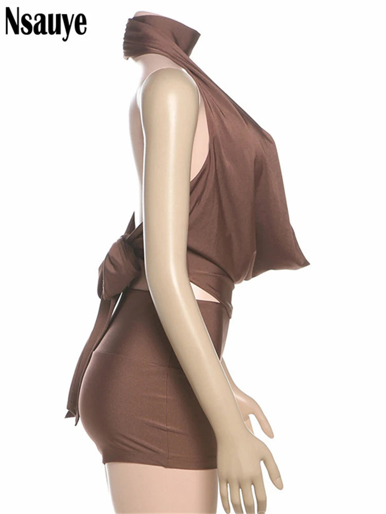 Nsauye Summer Outfits Women Elegant Shorts Set 2025 Sleeveless Vest Tops+Slim High Waist Shorts New In Matching 2 Pieces Sets