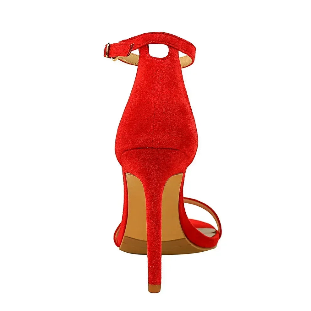 Women Sexy Club 10cm High Heels Stripper Gladiator Holiday Sandals Lady Daily Ankle Strappy Red Khaki Nightclub Dress Sandles