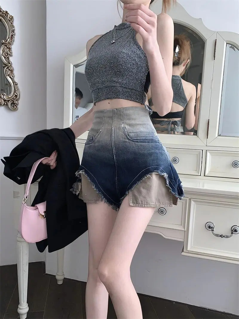 High-waisted Denim Shorts for Women Loose New Spring and Summer Thin Wide-leg Hot Girl Looks Slim A-line Super