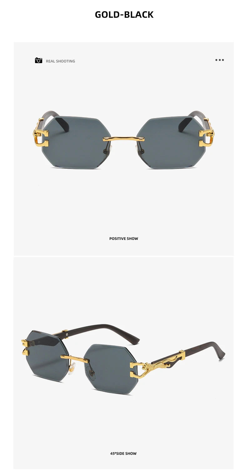 Small Frame Hexagon Rimless Sunglasses Men Retro Frameless Sun Glasses for Women 2025 Luxury Brand Square Eyewear UV400 Shades