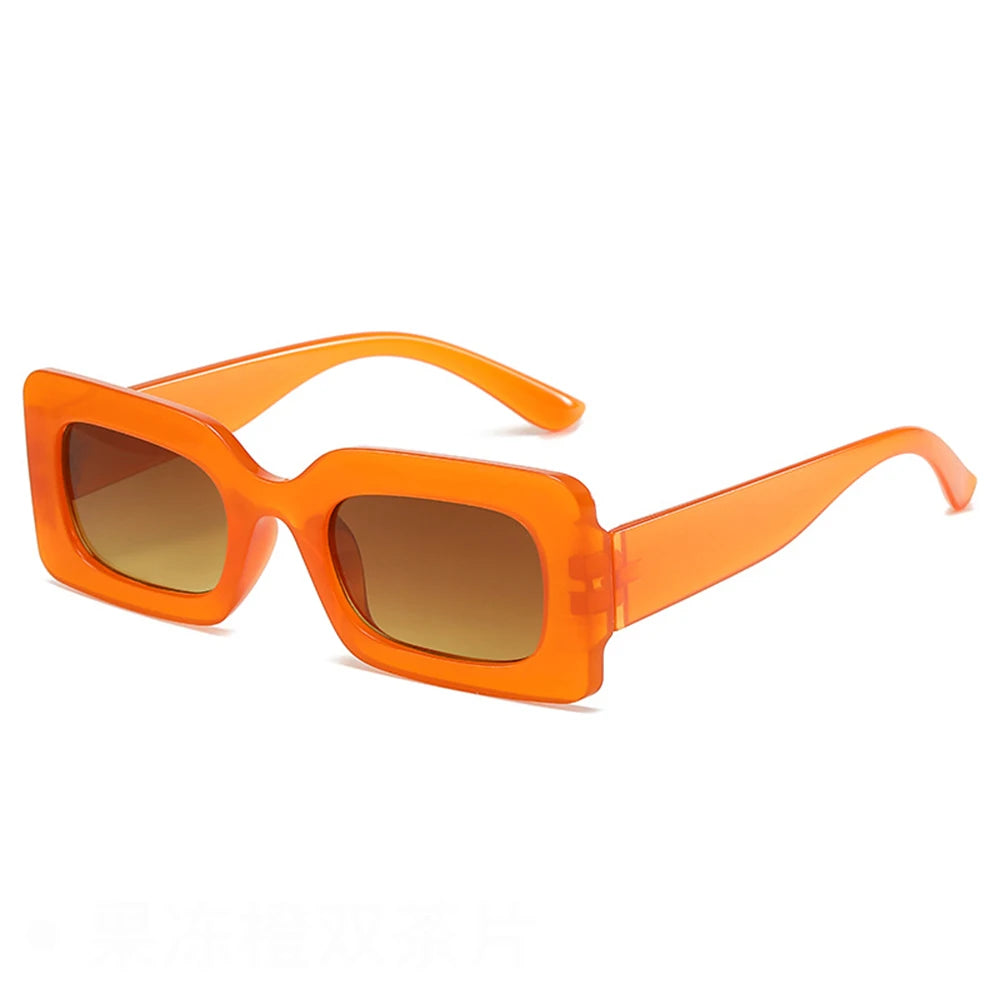 KLASSNU Women Candy Color Retro Sunglasses Large Square Frame Sun Glasses 2025 Trendy Party Eyepiece Anti UV400 Sun Shades