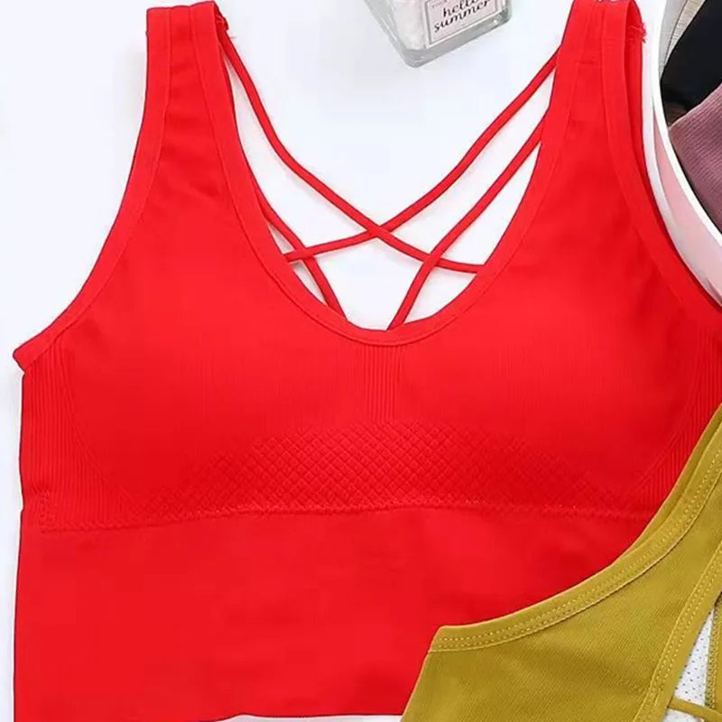 New Beauty Back Sports Bra Women Shockproof Sexy Breathable Athletic Fitness Running Gym Vest Sportswear Crop Push Up Top