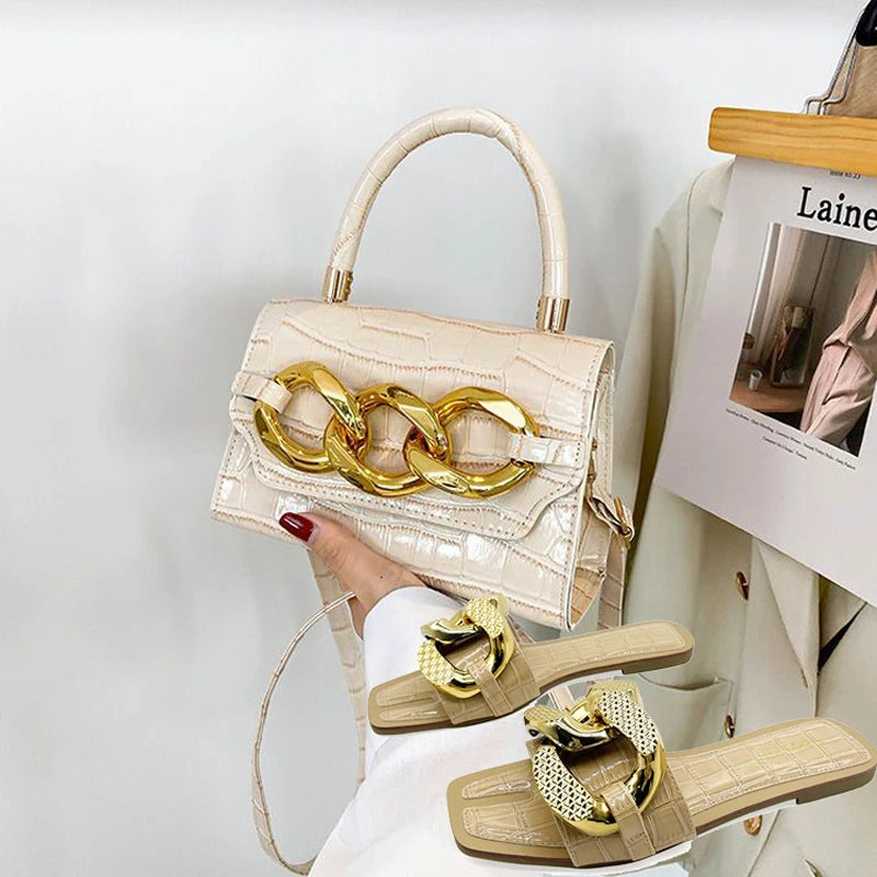 High Quality PU Purses And Sandals Sets For Women