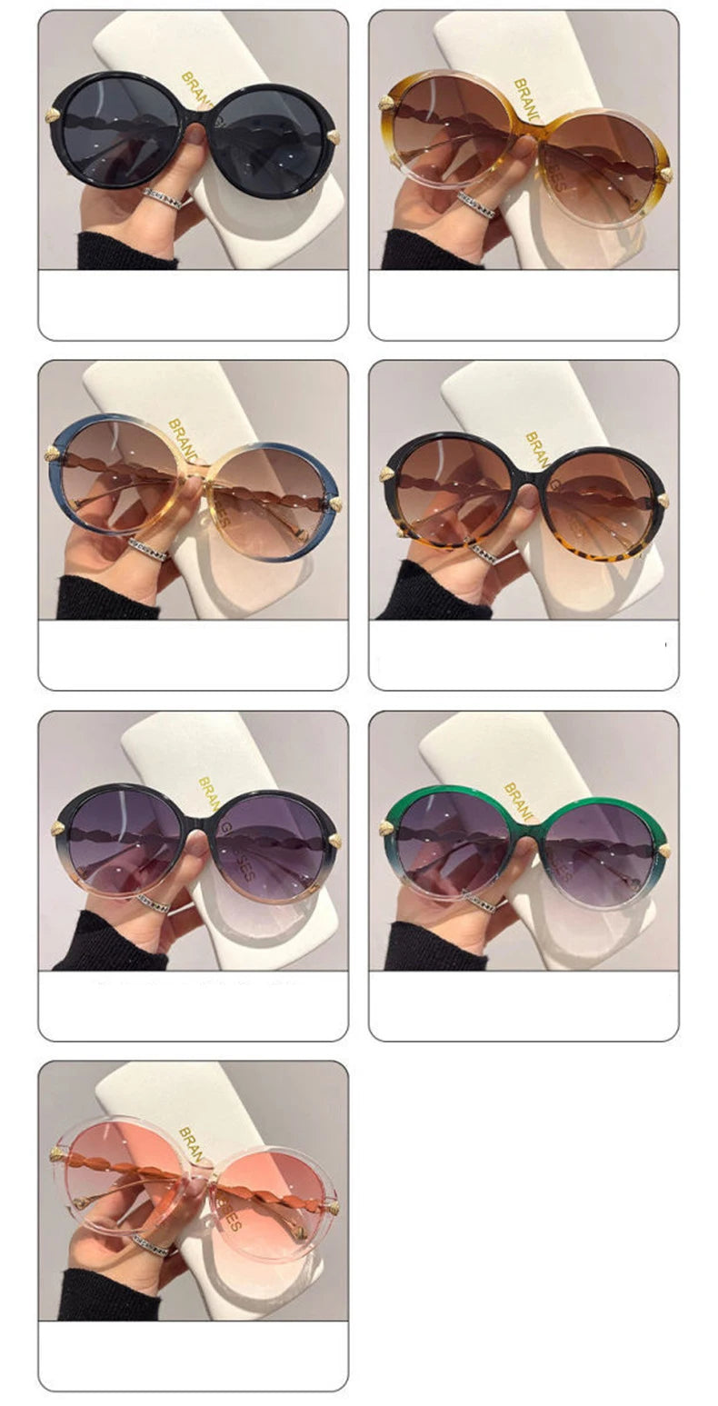 Vintage Round Sunglasses Women 2025 Brand Designer Luxury Gradient Sun Glasses Female Punk Frame Retro Eyewear Shades UV400