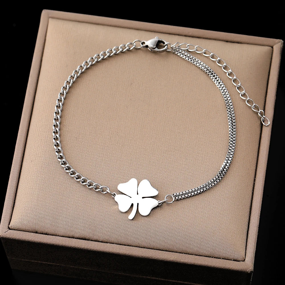 Women's Lucky Clover Bracelet Stainless Steel Non-Fading