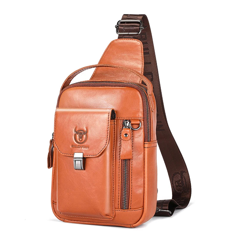 BULLCAPTAIN Men's Leather Chest Bag