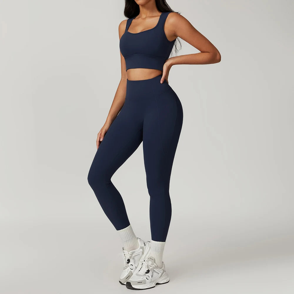 2 Pieces Yoga Suit Women Sexy Tight-Fitting Fitness Sports Set Gym Bra Elasticity High Waist Leggings Female Athletic Wear 8793
