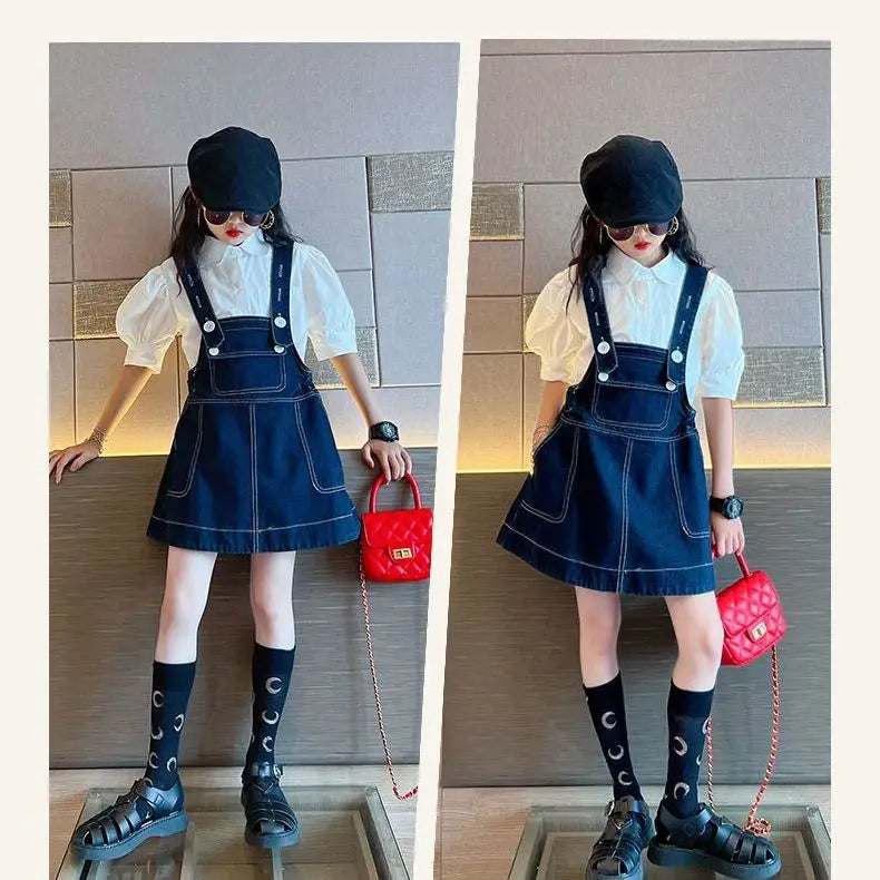 2025 new spring autumn summer Girls Kids T-shirt+short skirt sets comfortable cute baby Clothes Children Clothing