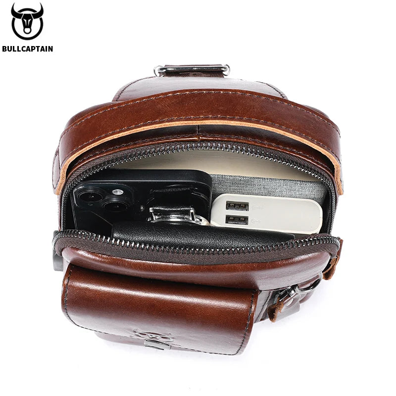 BULLCAPTAIN Men's Leather Chest Bag
