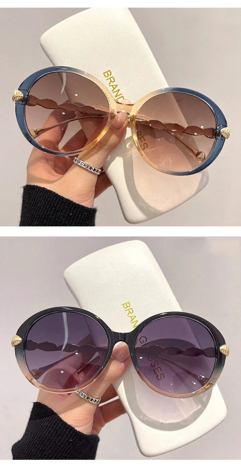 Vintage Round Sunglasses Women 2025 Brand Designer Luxury Gradient Sun Glasses Female Punk Frame Retro Eyewear Shades UV400