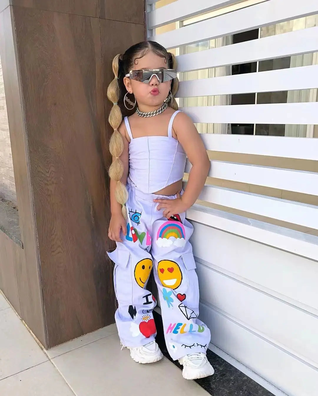 Clothes 2 Pcs Set Summer Suspender Top + Long Pants