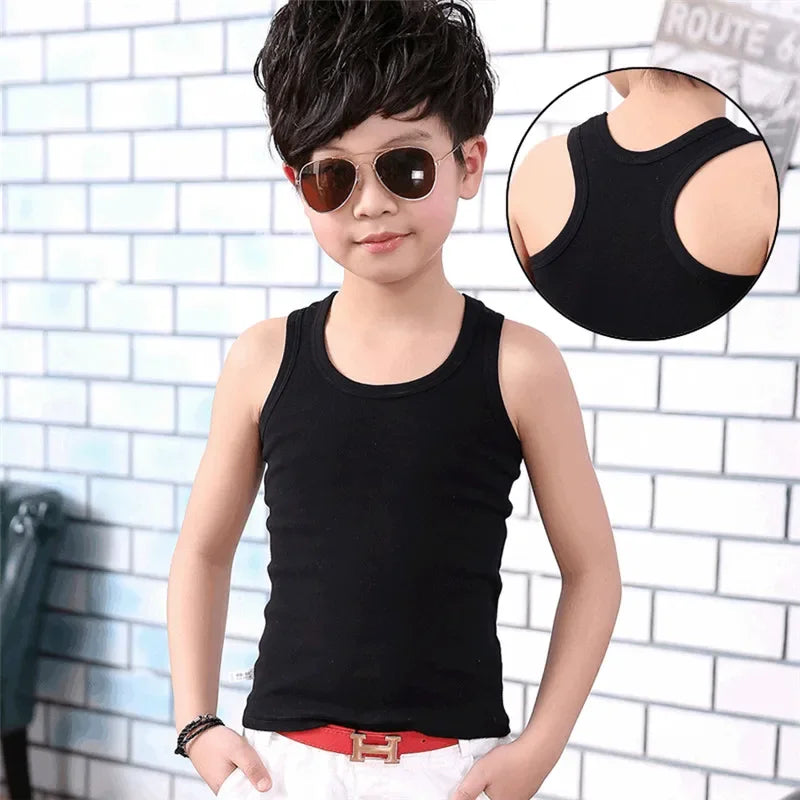 Children Vests T-shirts Summer Boys Girls Cotton Sports Tops