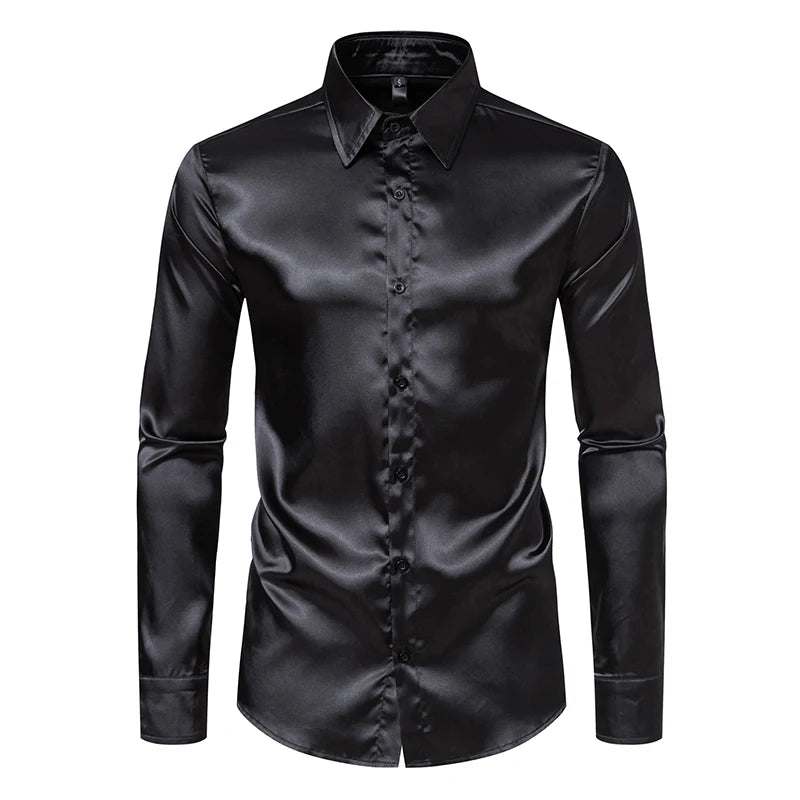 Men's Luxury Satin Dress Shirt