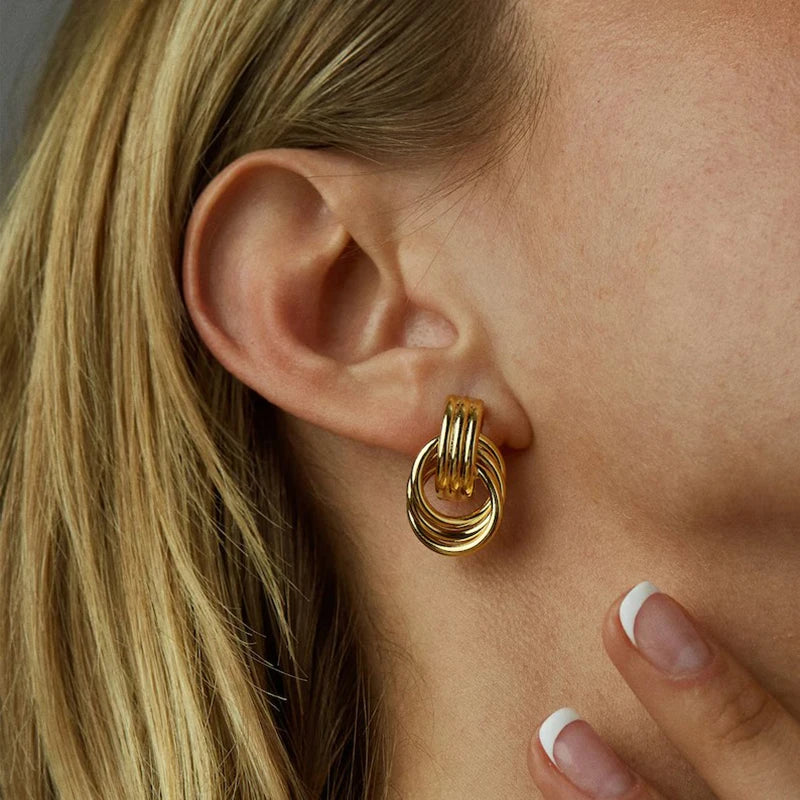 Three-Layer Textured Intersecting Knot Earring