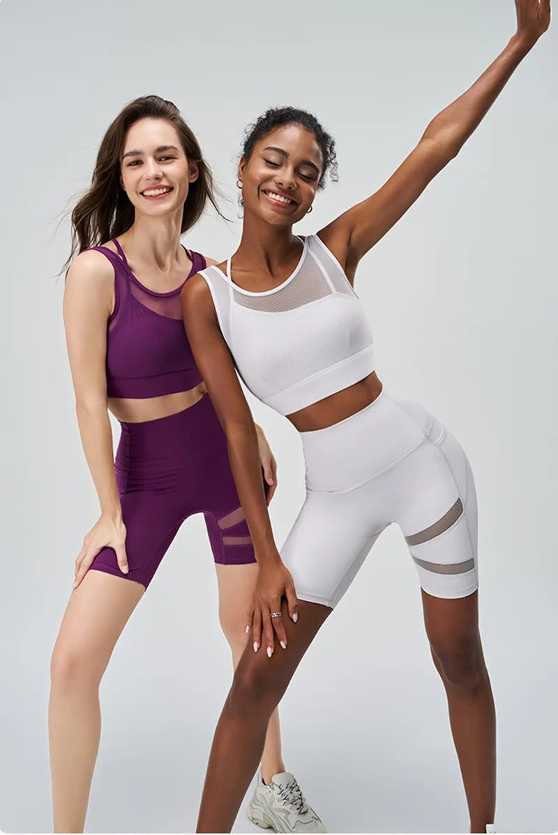 Cloud Hide SEXY Mesh Sports Bra Fitness Underwear Yoga Crop Tank Top HOT Girl Vest Athletic Shockproof Shirt Running Sportswear