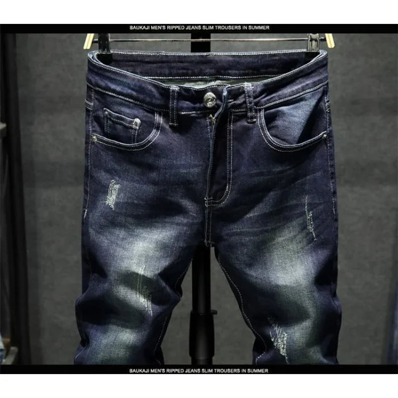 New Spring Autumn Korean Fashion Stretch Denim Boys Boyfriend Jeans Designer Clothes Skinny Trousers Male Slim Blue Ripped Pants