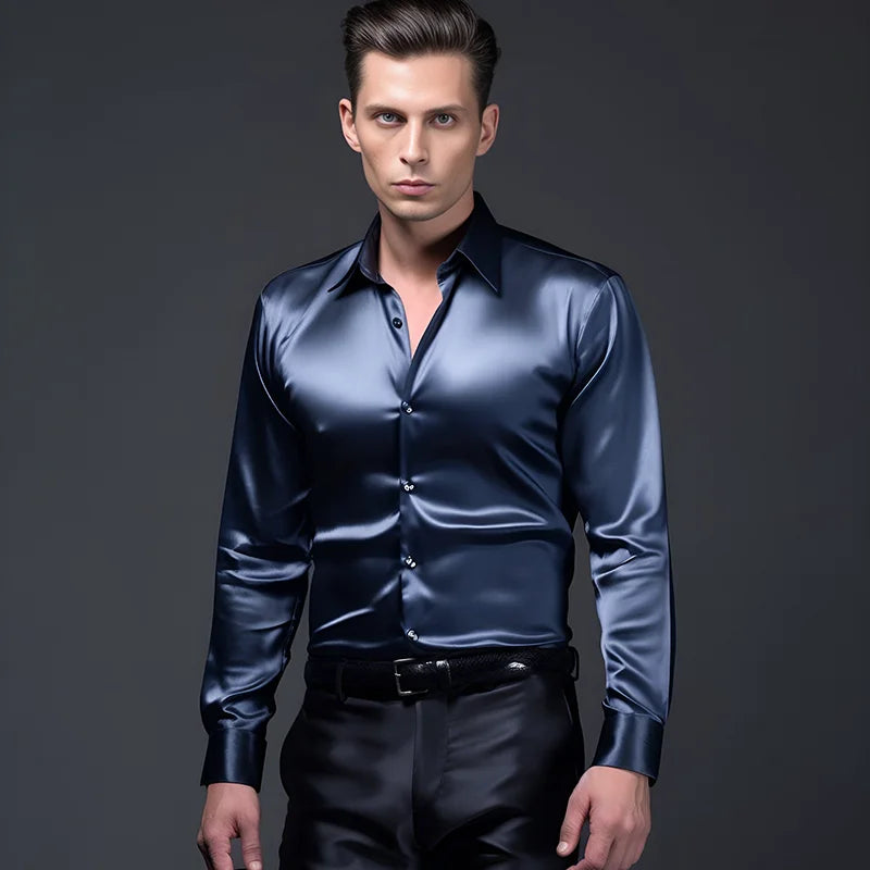 Men's Luxury Satin Dress Shirt