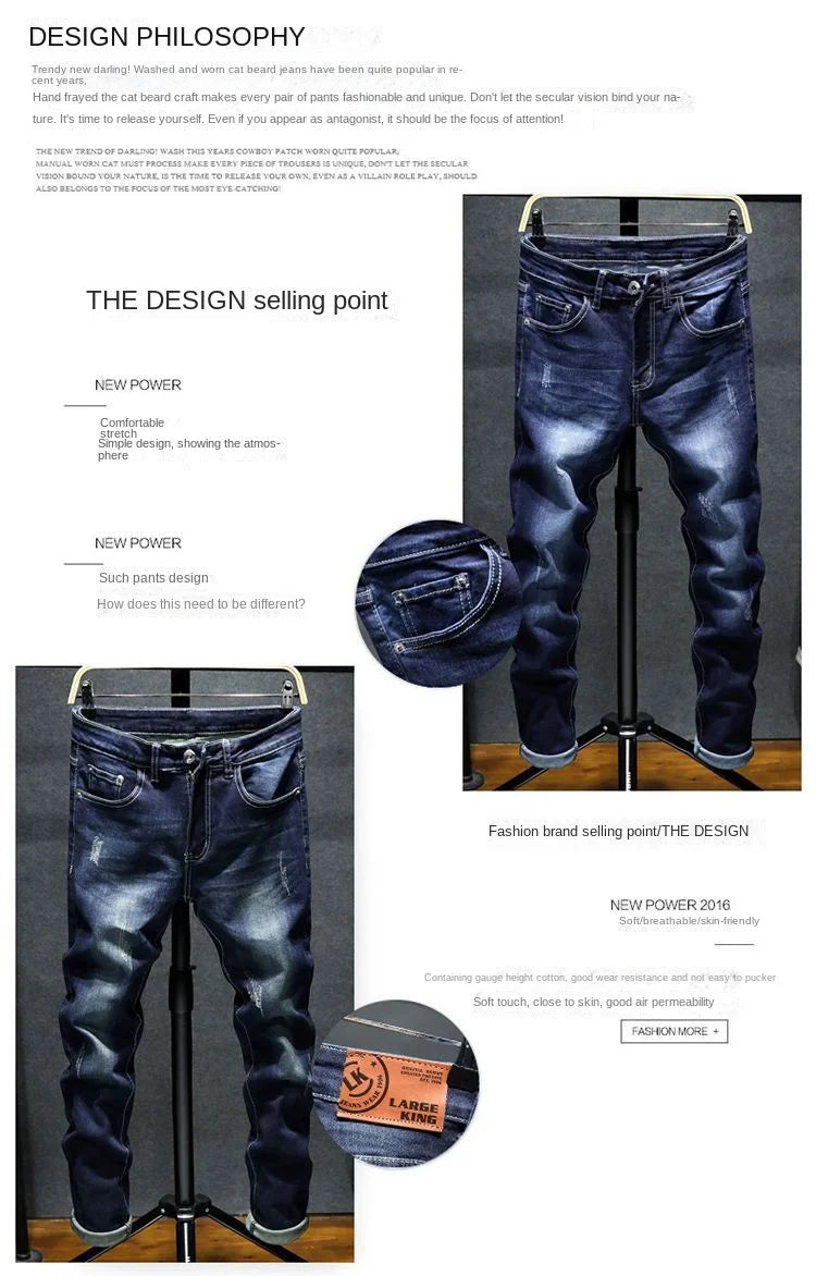 New Spring Autumn Korean Fashion Stretch Denim Boys Boyfriend Jeans Designer Clothes Skinny Trousers Male Slim Blue Ripped Pants