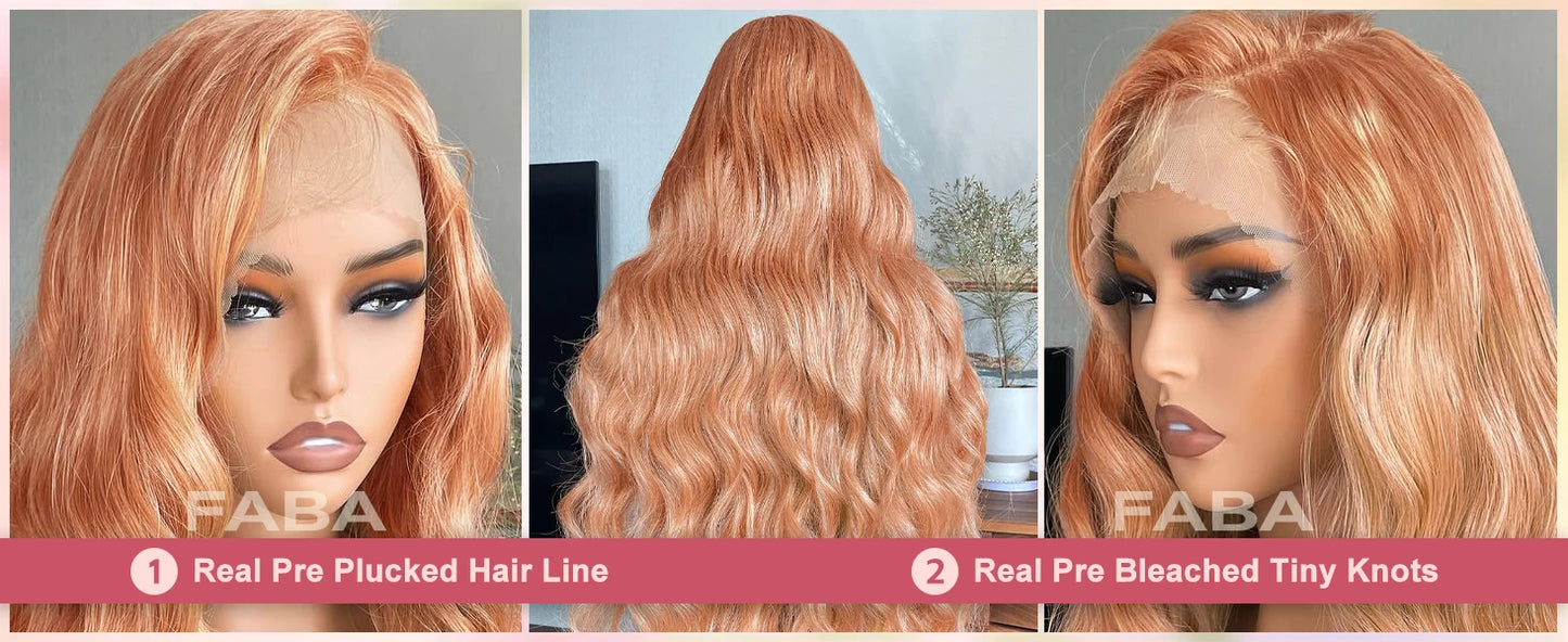 FABA Baby Pink Lace Front Human Hair Wig Body Wave Human Hair Wigs 13x4 Lace Frontal Wig Human Hair with Baby Hair For Women