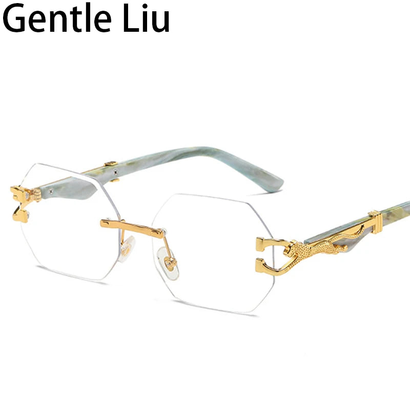 Small Frame Hexagon Rimless Sunglasses Men Retro Frameless Sun Glasses for Women 2025 Luxury Brand Square Eyewear UV400 Shades