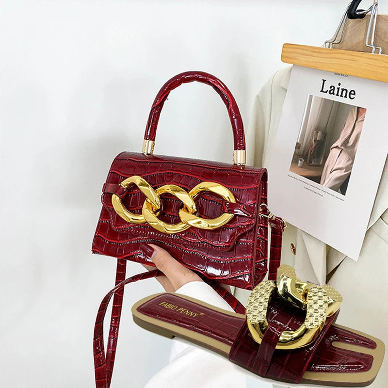 High Quality PU Purses And Sandals Sets For Women