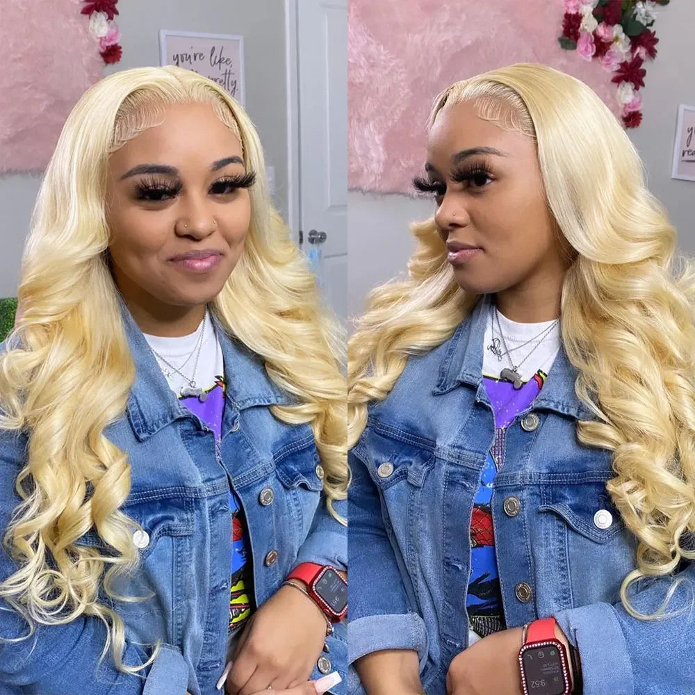 40 inches 613 Honey Blonde Body Wave Wigs 13x6 HD Lace Frontal Human Hair Wigs 13x4 Lace Front Wig Water Wave Pre Plucked
