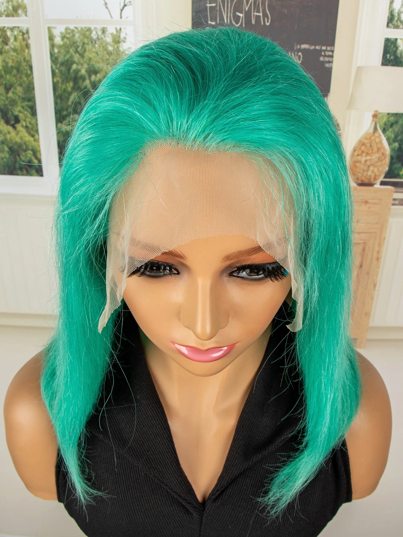 Mint Green Bob Wig Human Hair 200% Density 13x4 Transparent Straight Lace Front Wigs Pre Plucked with Baby Hair for Black Women