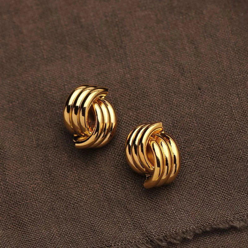 Three-Layer Textured Intersecting Knot Earring