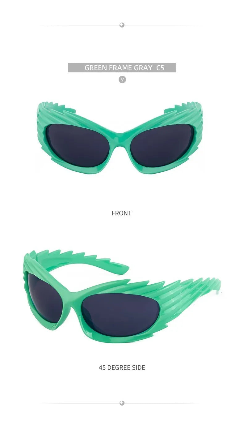 Y2k Spiked Goggles Sunglasses Women Men 2025 Trends Punk Sun Glasses For Male Retro 2000's Wrap Around Steampunk Sunglass Shades