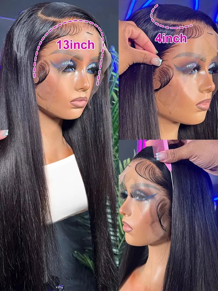 Glueless Wig Human Hair Bone Straight 30 Inch HD Lace