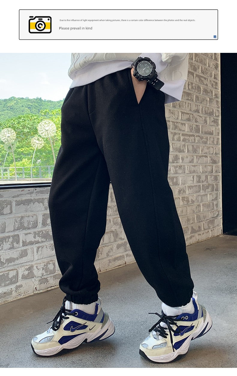 Sweatpants Spring and Autumn Casual Fleece-lined Youth Boy Pants
