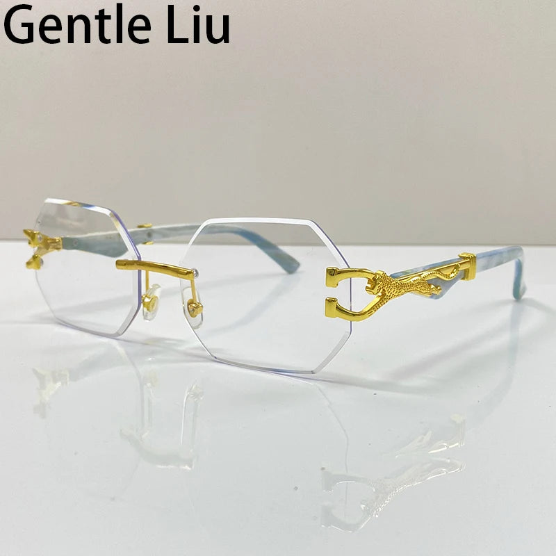 Small Frame Hexagon Rimless Sunglasses Men Retro Frameless Sun Glasses for Women 2025 Luxury Brand Square Eyewear UV400 Shades