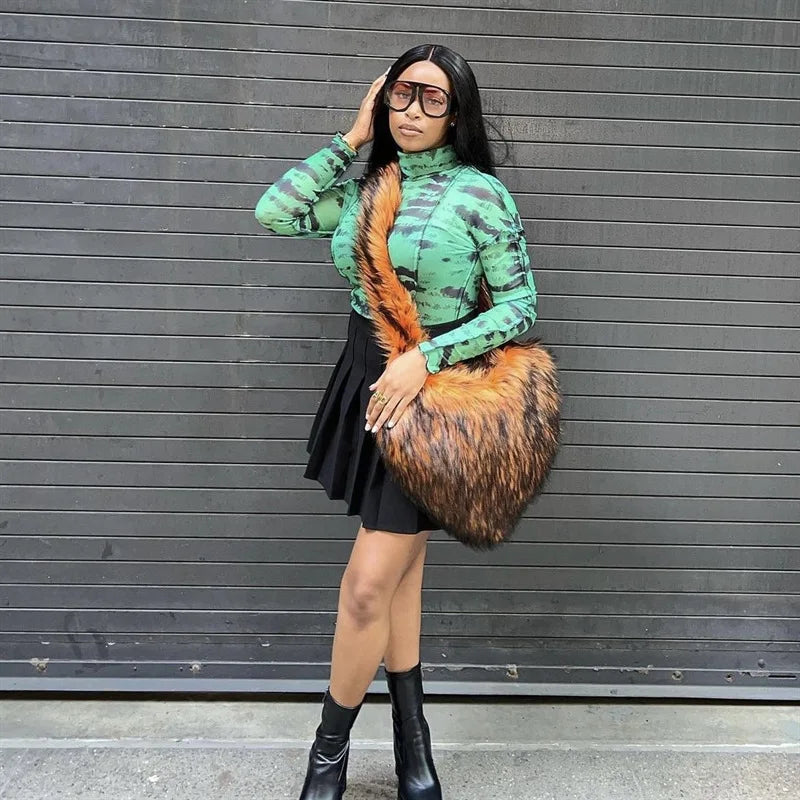 Fluffy Plush Heart Shaped Women bags