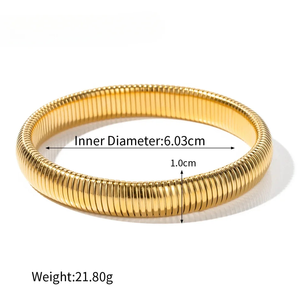 Stainless Steel Texture Flex Snake Chain Cuff Bracelet