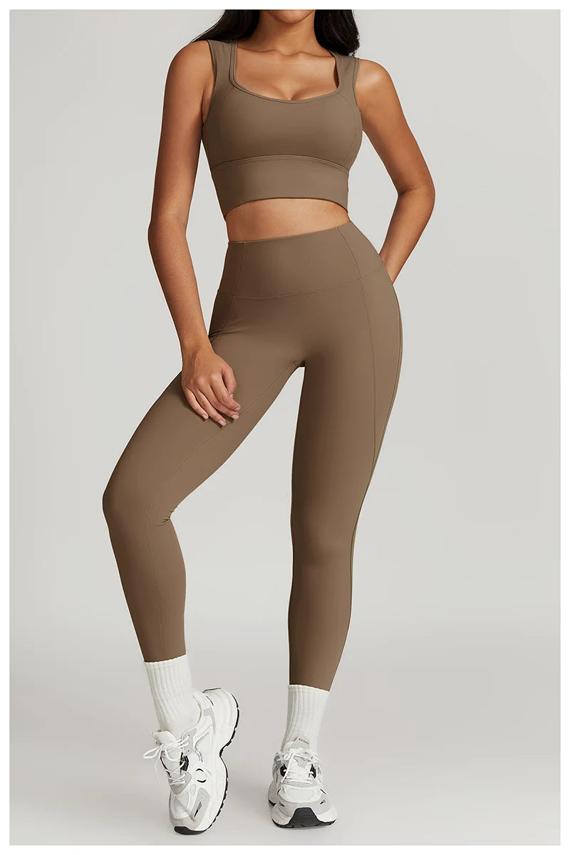2 Pieces Yoga Suit Women Sexy Tight-Fitting Fitness Sports Set Gym Bra Elasticity High Waist Leggings Female Athletic Wear 8793